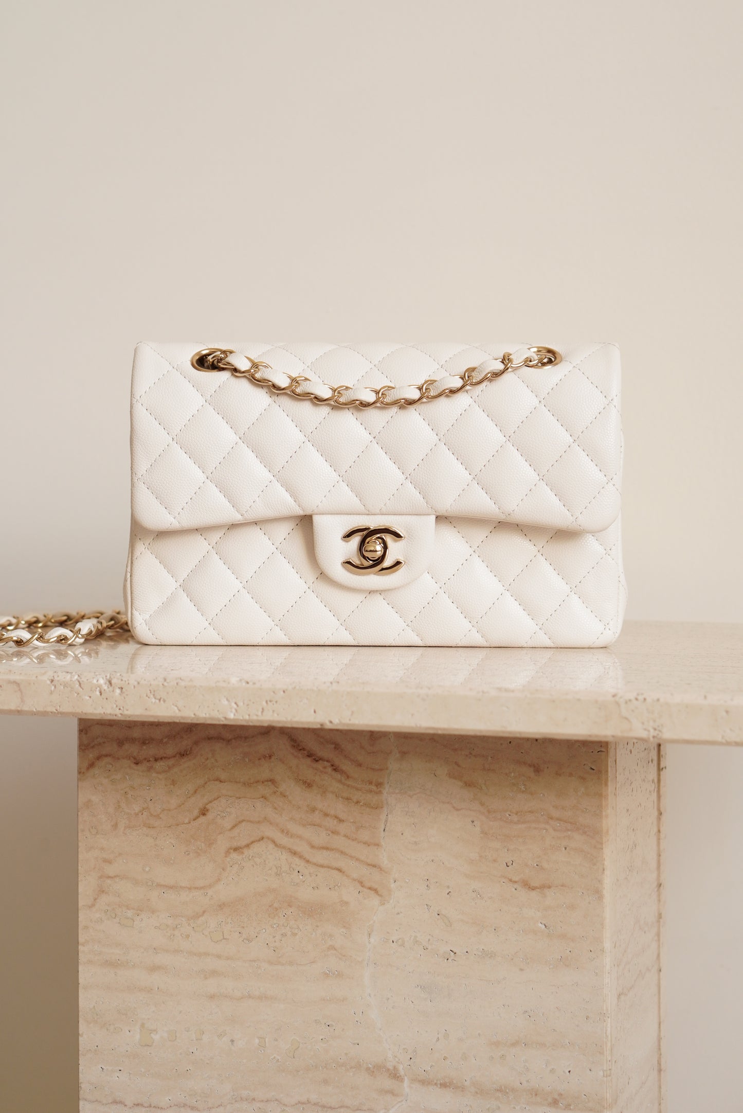 CHANEL CLASSIC SMALL DOUBLE FLAP | WHITE