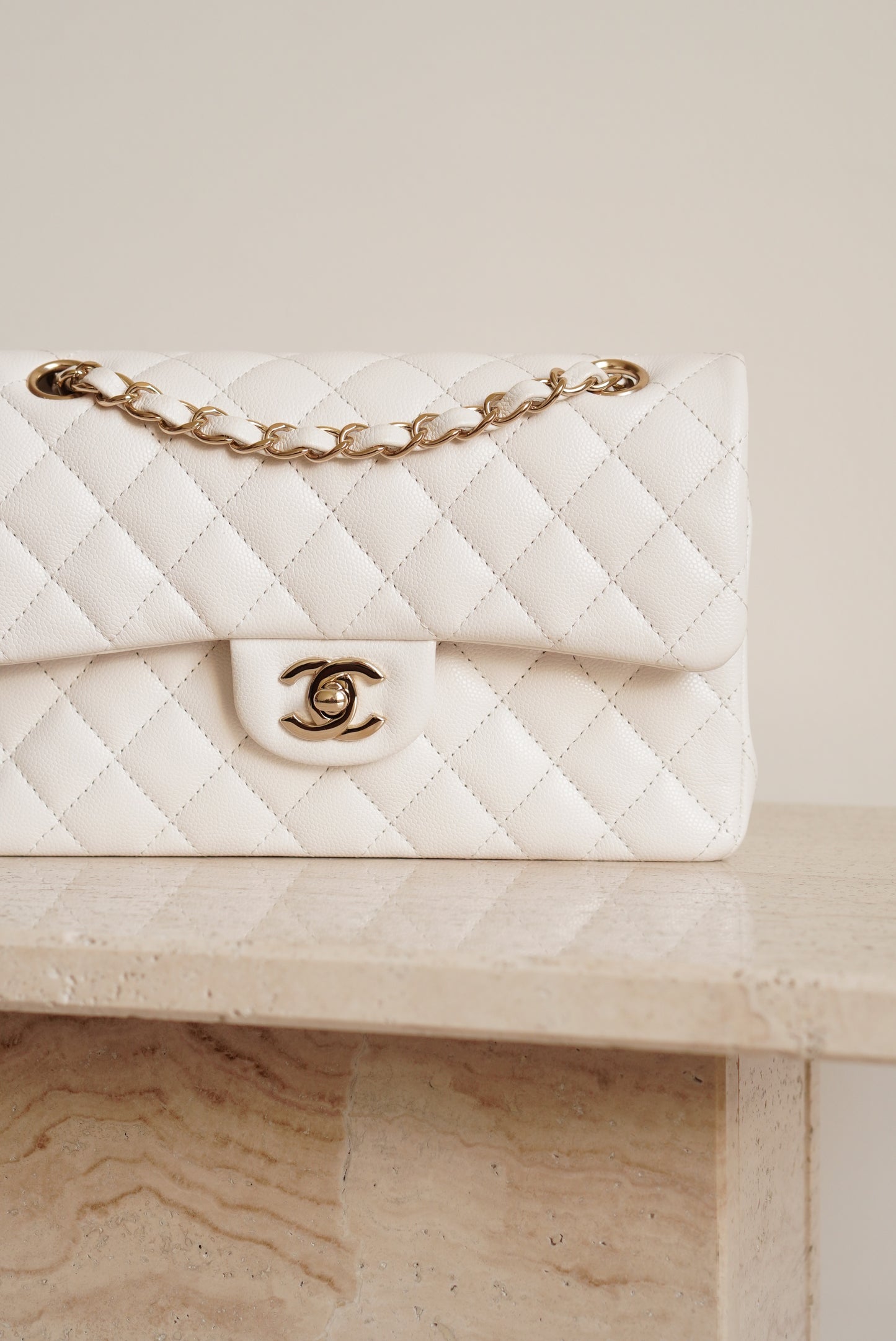 CHANEL CLASSIC SMALL DOUBLE FLAP | WHITE