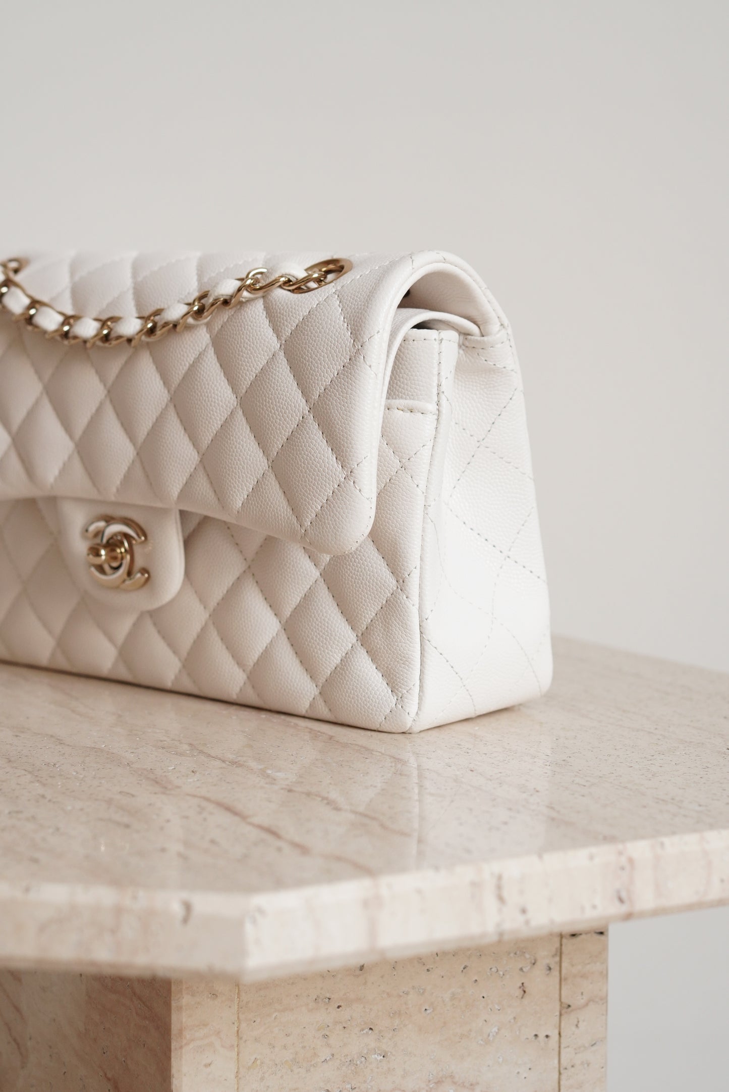 CHANEL CLASSIC SMALL DOUBLE FLAP | WHITE