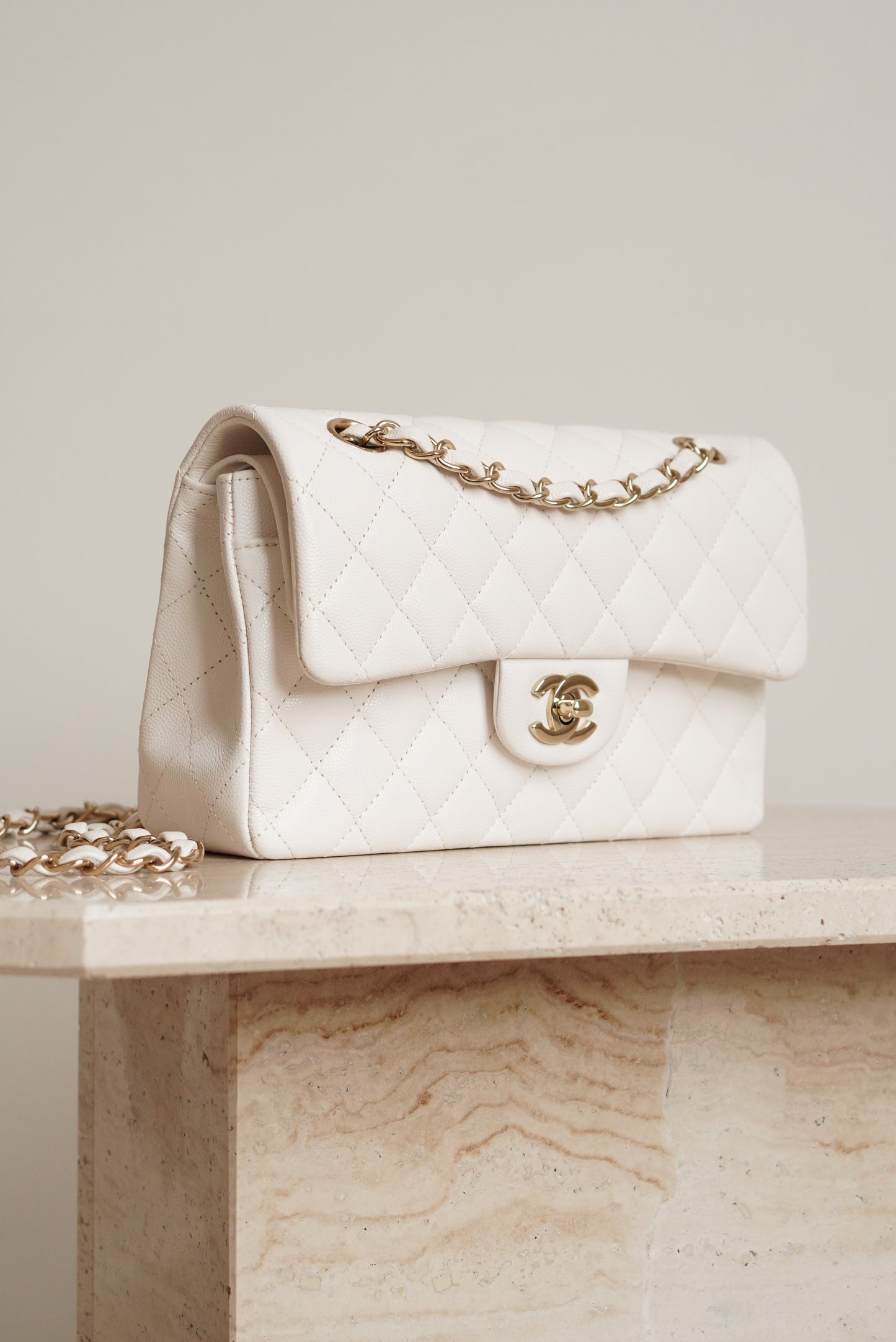 CHANEL CLASSIC SMALL DOUBLE FLAP | WHITE