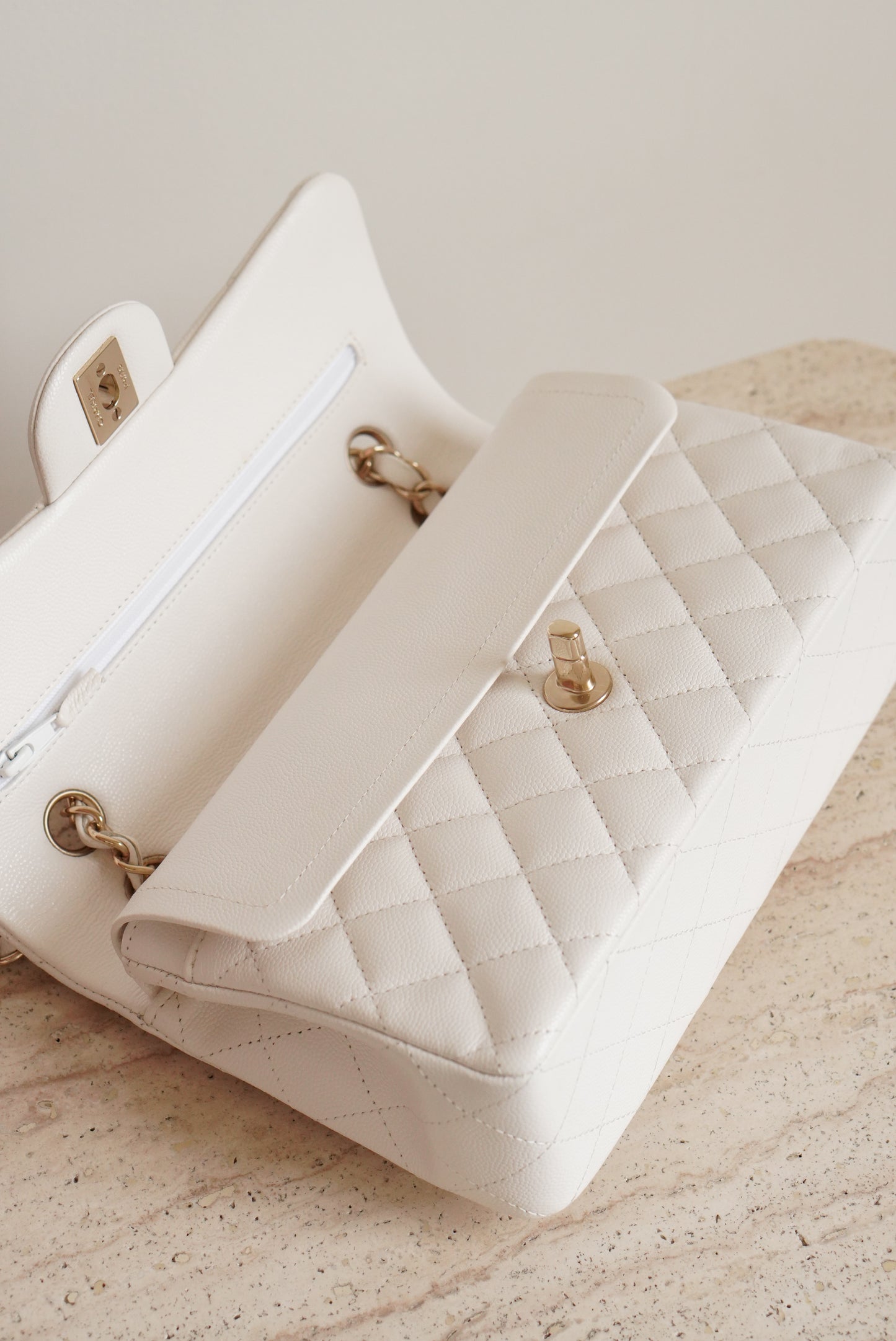 CHANEL CLASSIC SMALL DOUBLE FLAP | WHITE