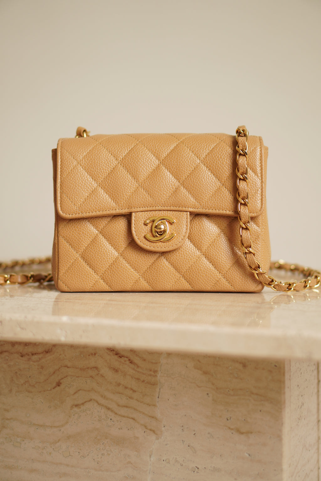 CHANEL CLASSIC MINI SQUARE | BEIGE