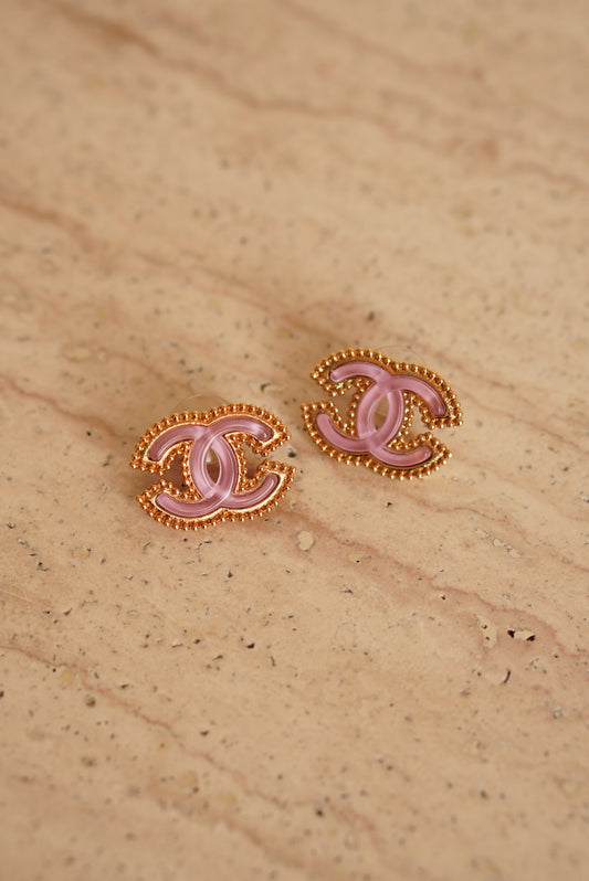 CHANEL EARRINGS PINK D24 P