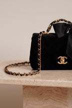 CHANEL 25K MINI RECTANGULAR TOP HANDLE | BLACK VELVET