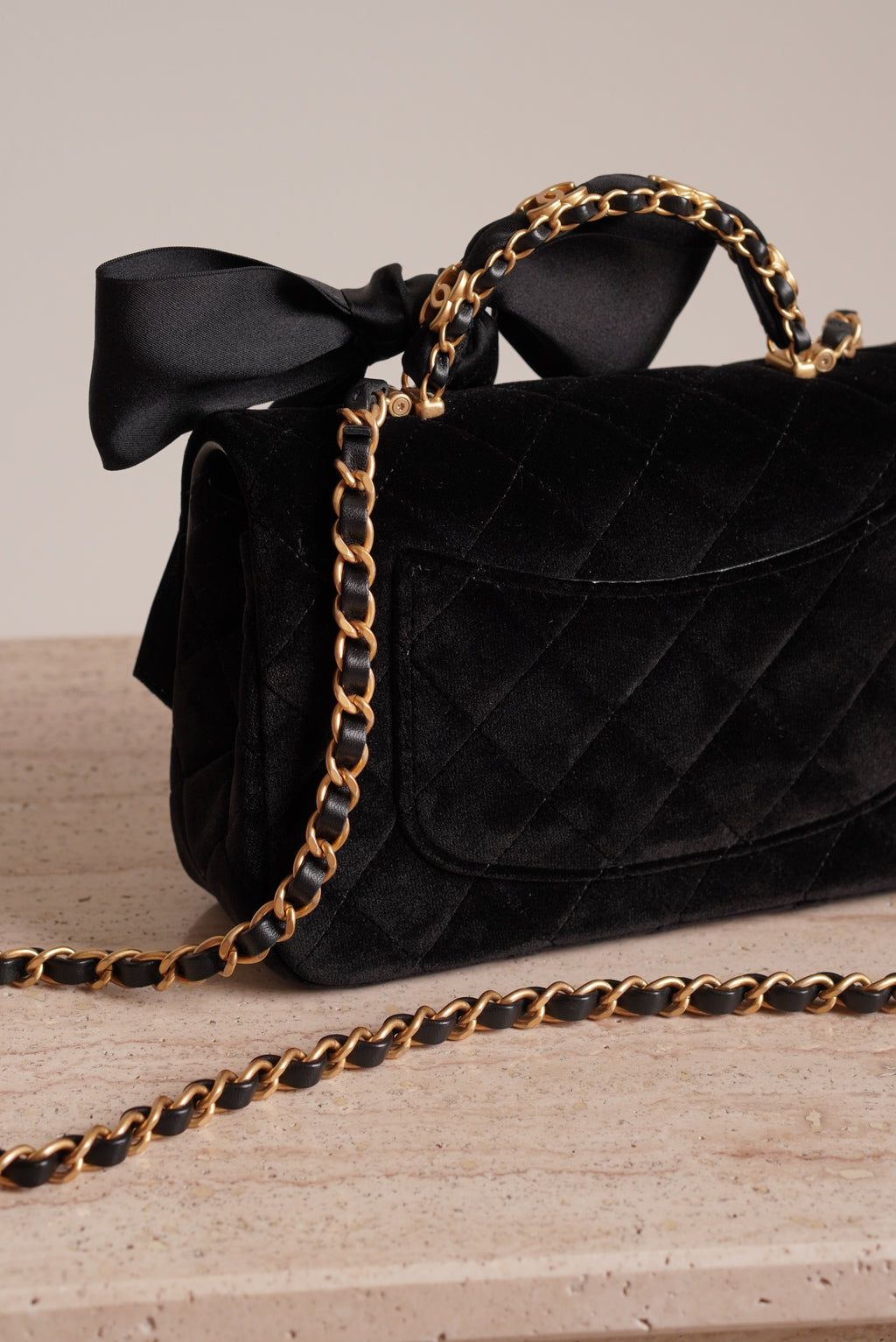 CHANEL 25K MINI RECTANGULAR TOP HANDLE | BLACK VELVET