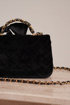 CHANEL 25K MINI RECTANGULAR TOP HANDLE | BLACK VELVET