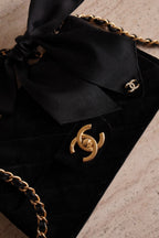 CHANEL 25K MINI RECTANGULAR TOP HANDLE | BLACK VELVET