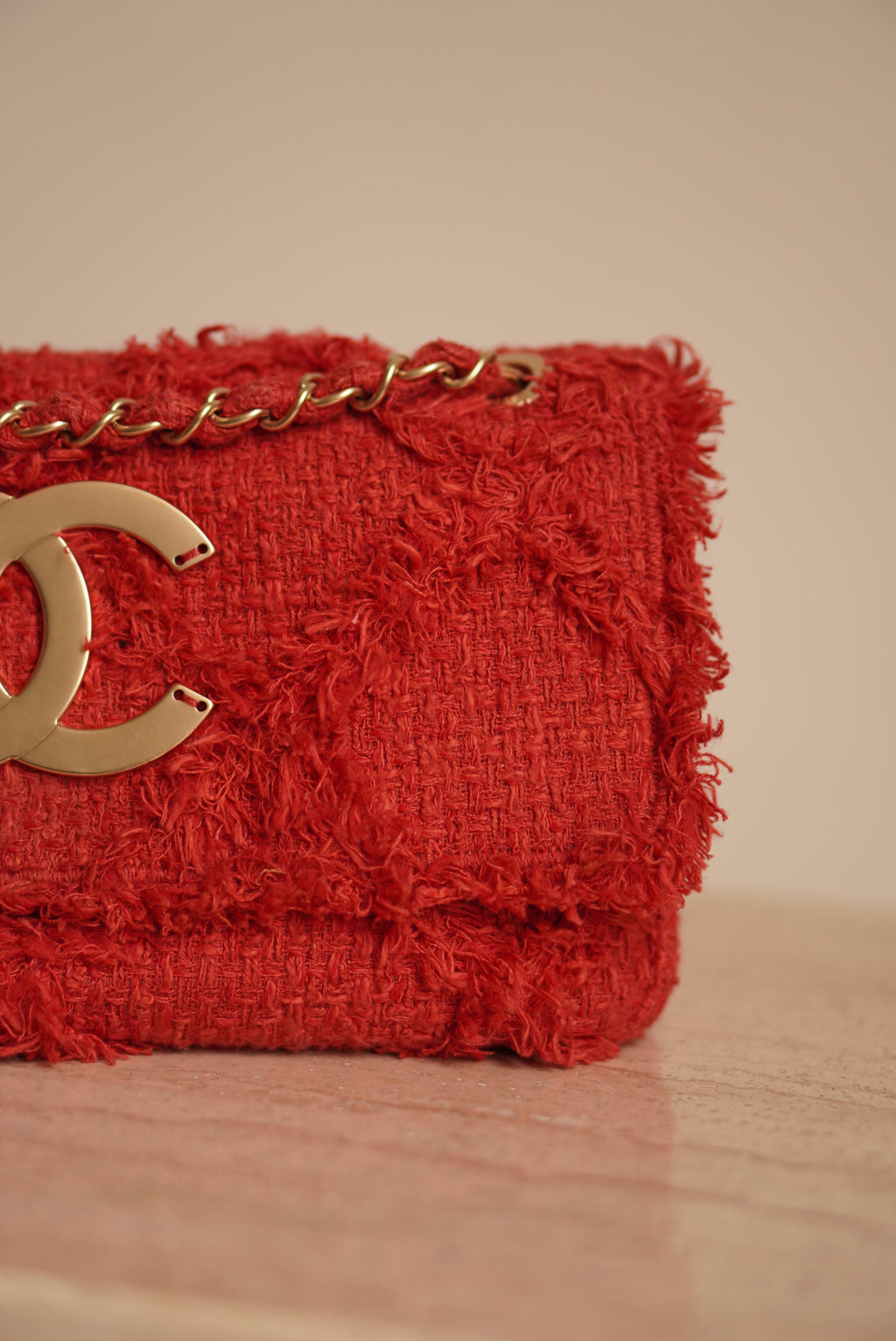 CHANEL MEDIUM TWEED FLAP BAG | RED