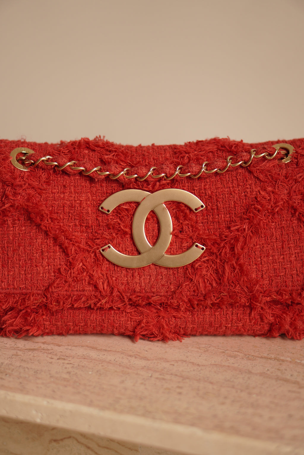 CHANEL MEDIUM TWEED FLAP BAG | RED