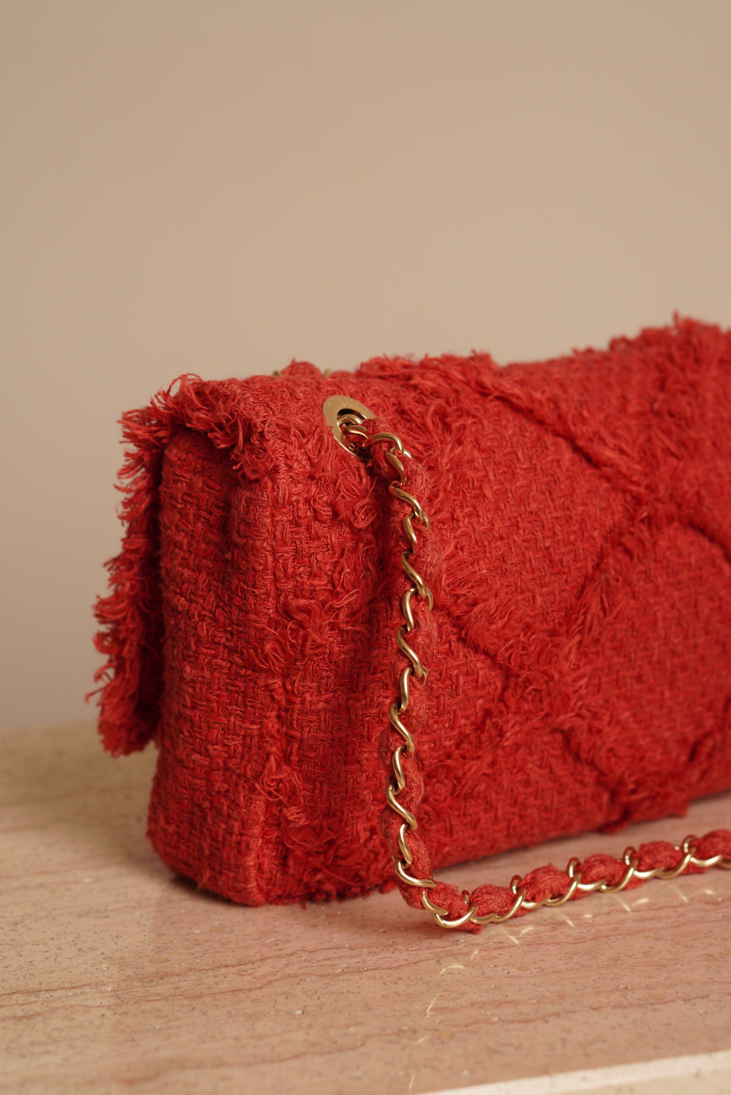 CHANEL MEDIUM TWEED FLAP BAG | RED