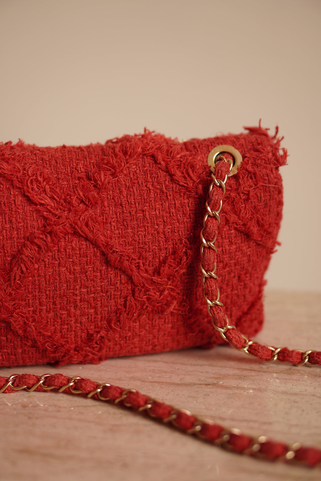 CHANEL MEDIUM TWEED FLAP BAG | RED
