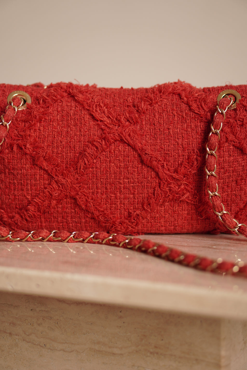 CHANEL MEDIUM TWEED FLAP BAG | RED