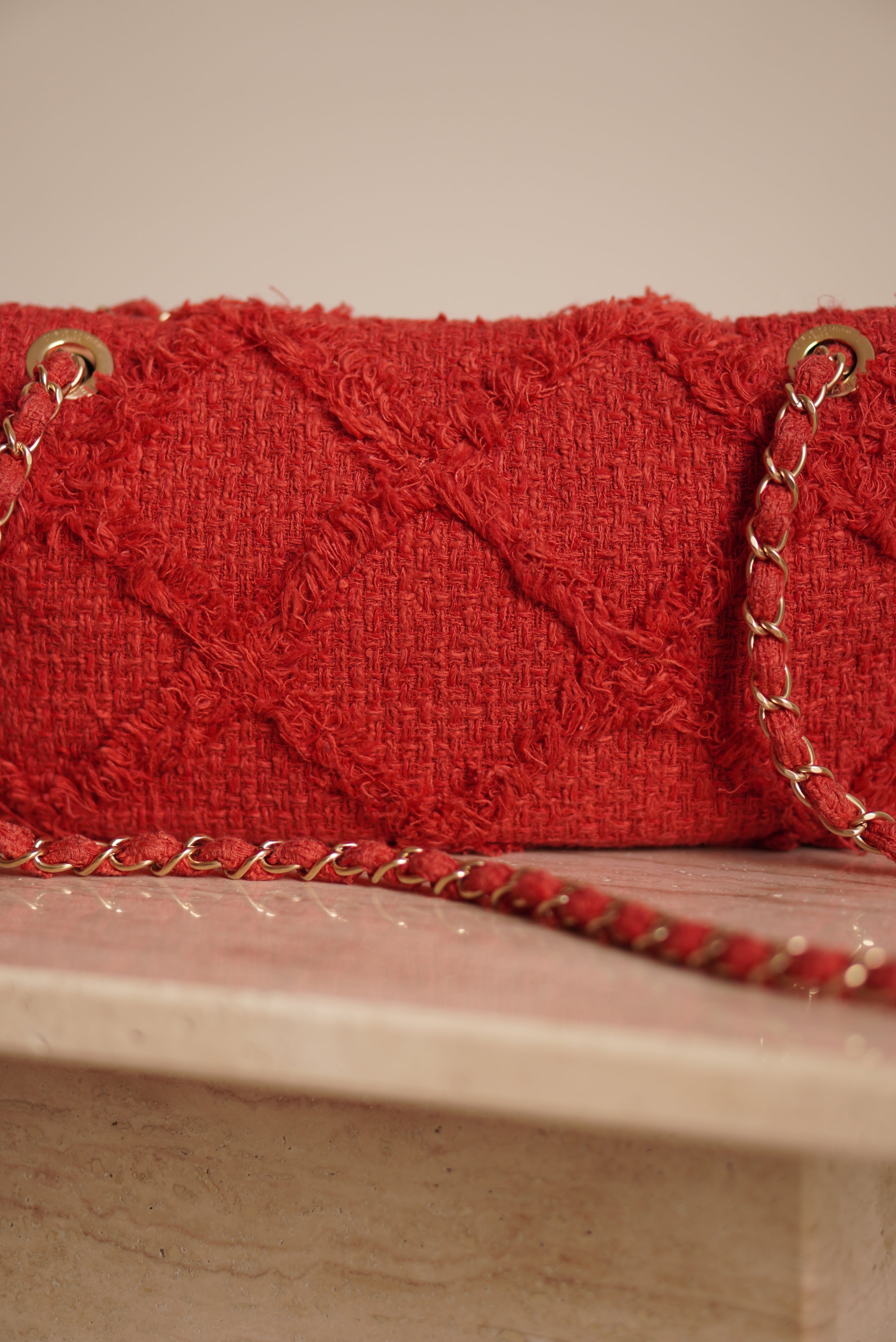 CHANEL MEDIUM TWEED FLAP BAG | RED