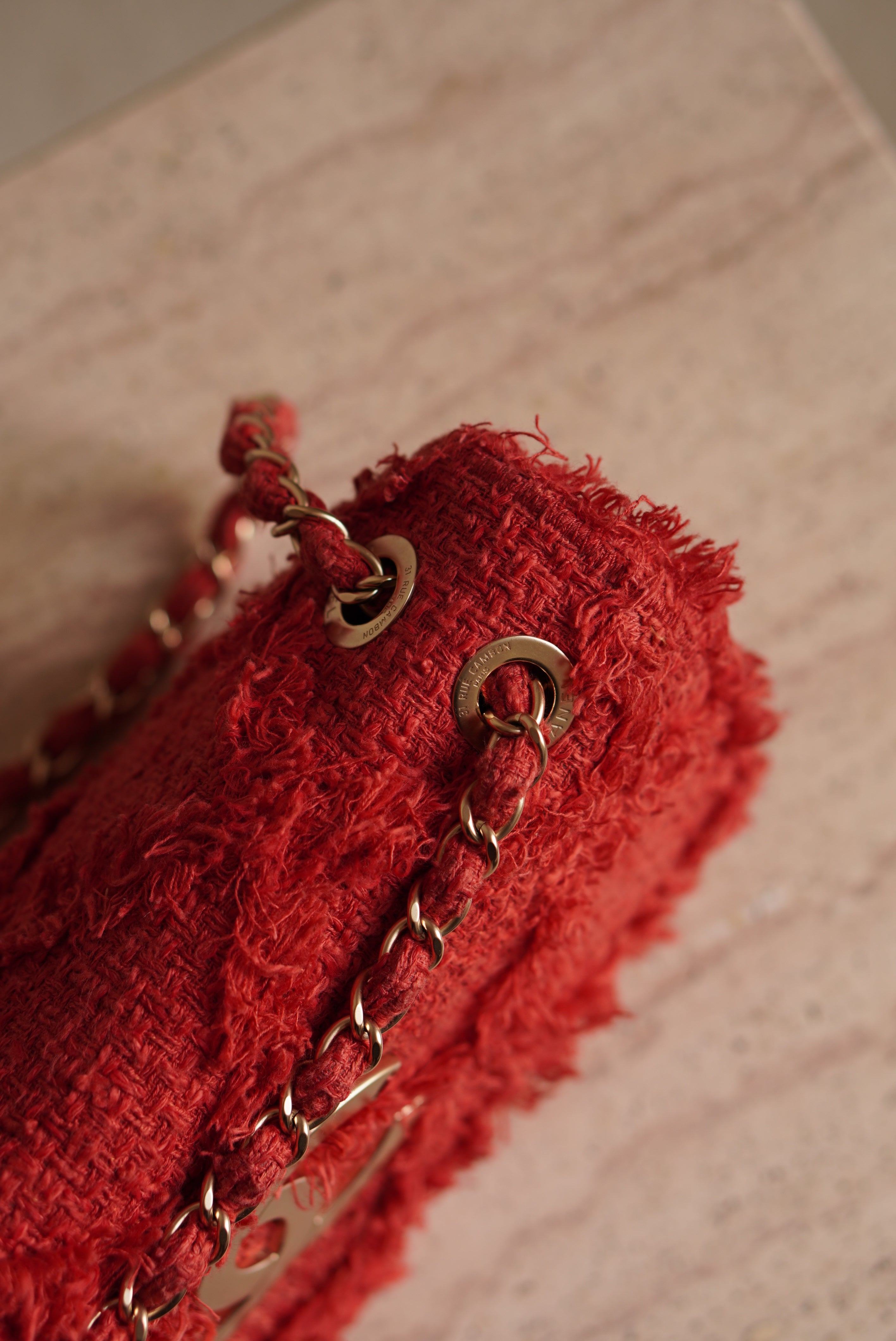 CHANEL MEDIUM TWEED FLAP BAG | RED