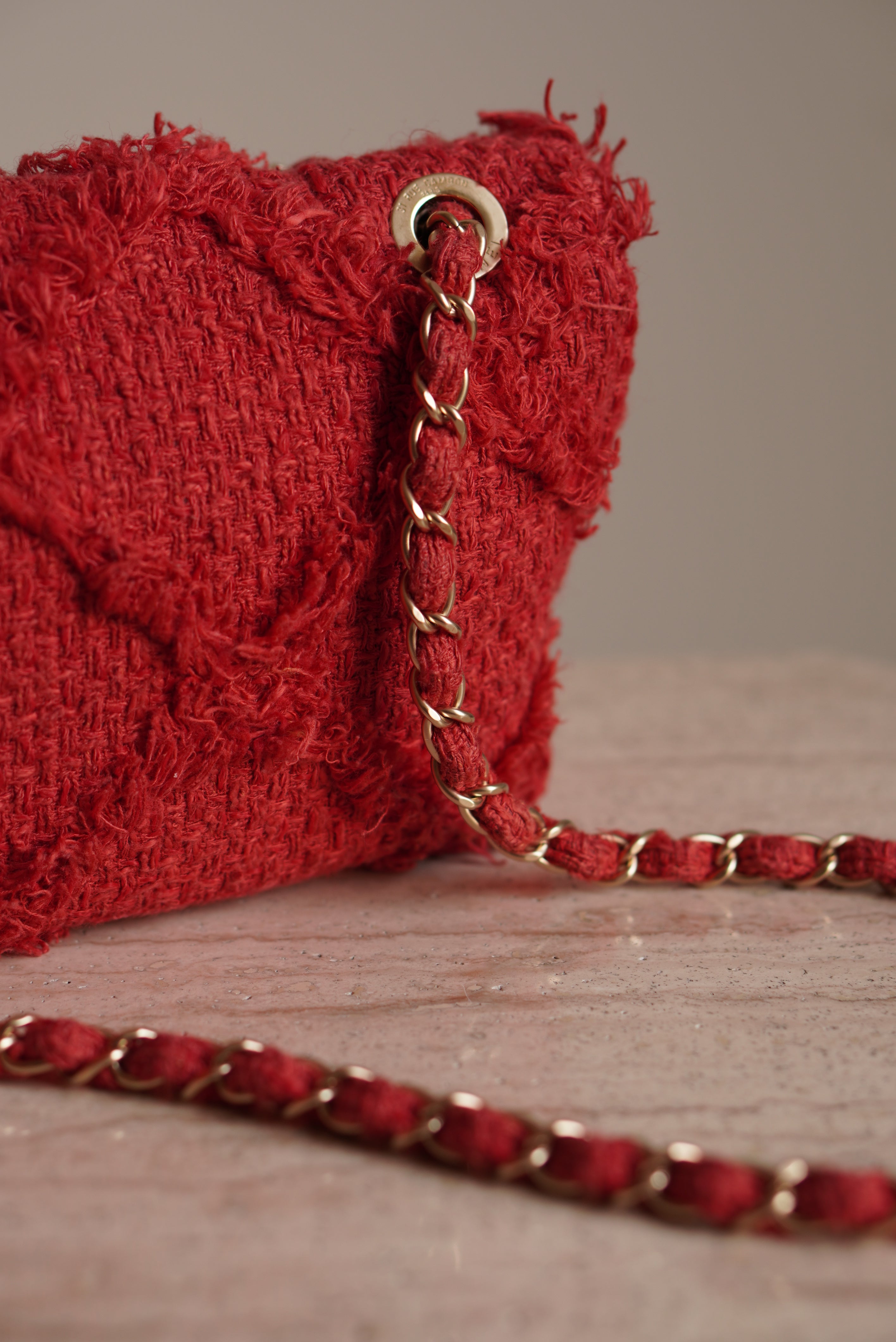 CHANEL MEDIUM TWEED FLAP BAG | RED