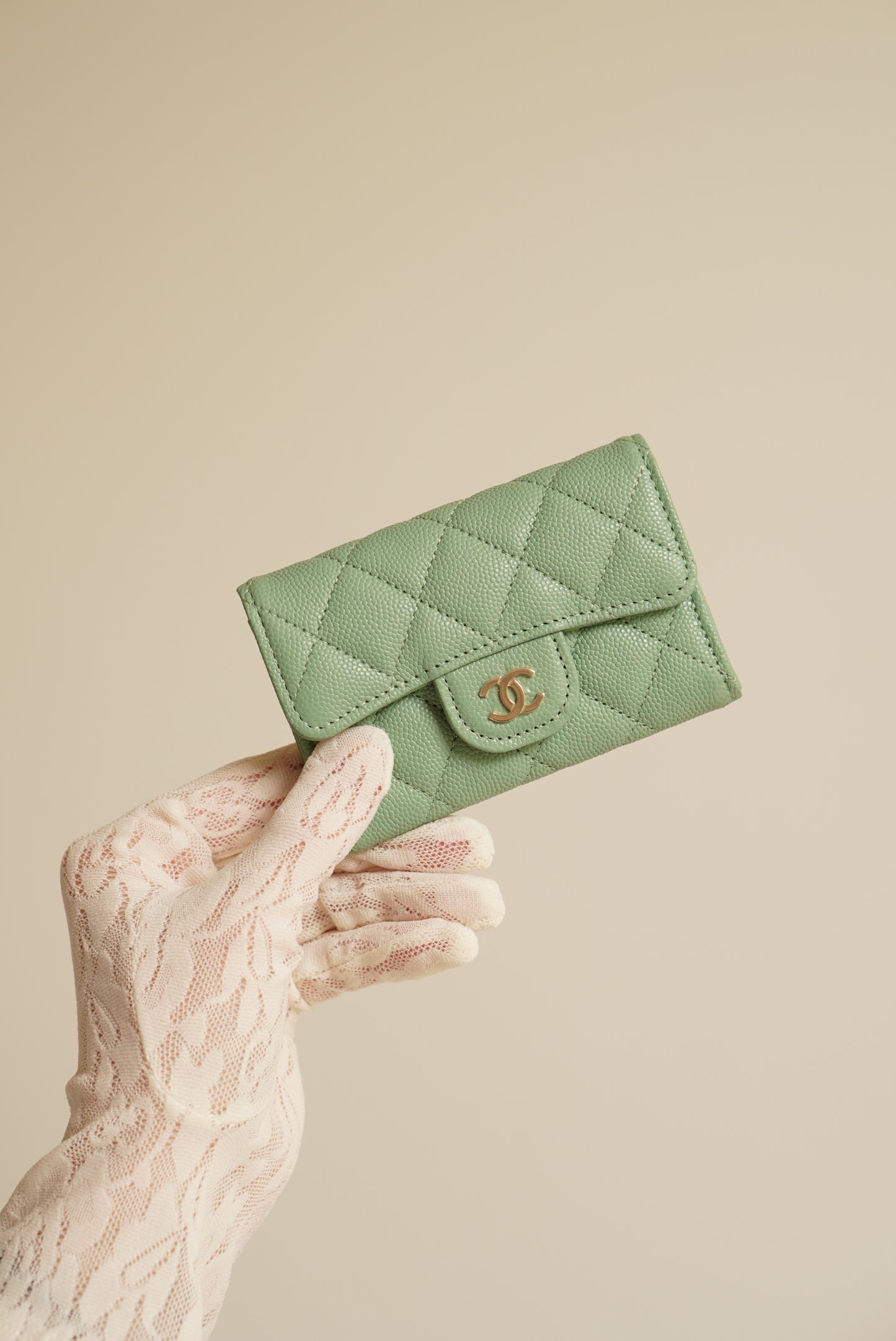 CHANEL FLAP CARD HOLDER | MINT GREEN