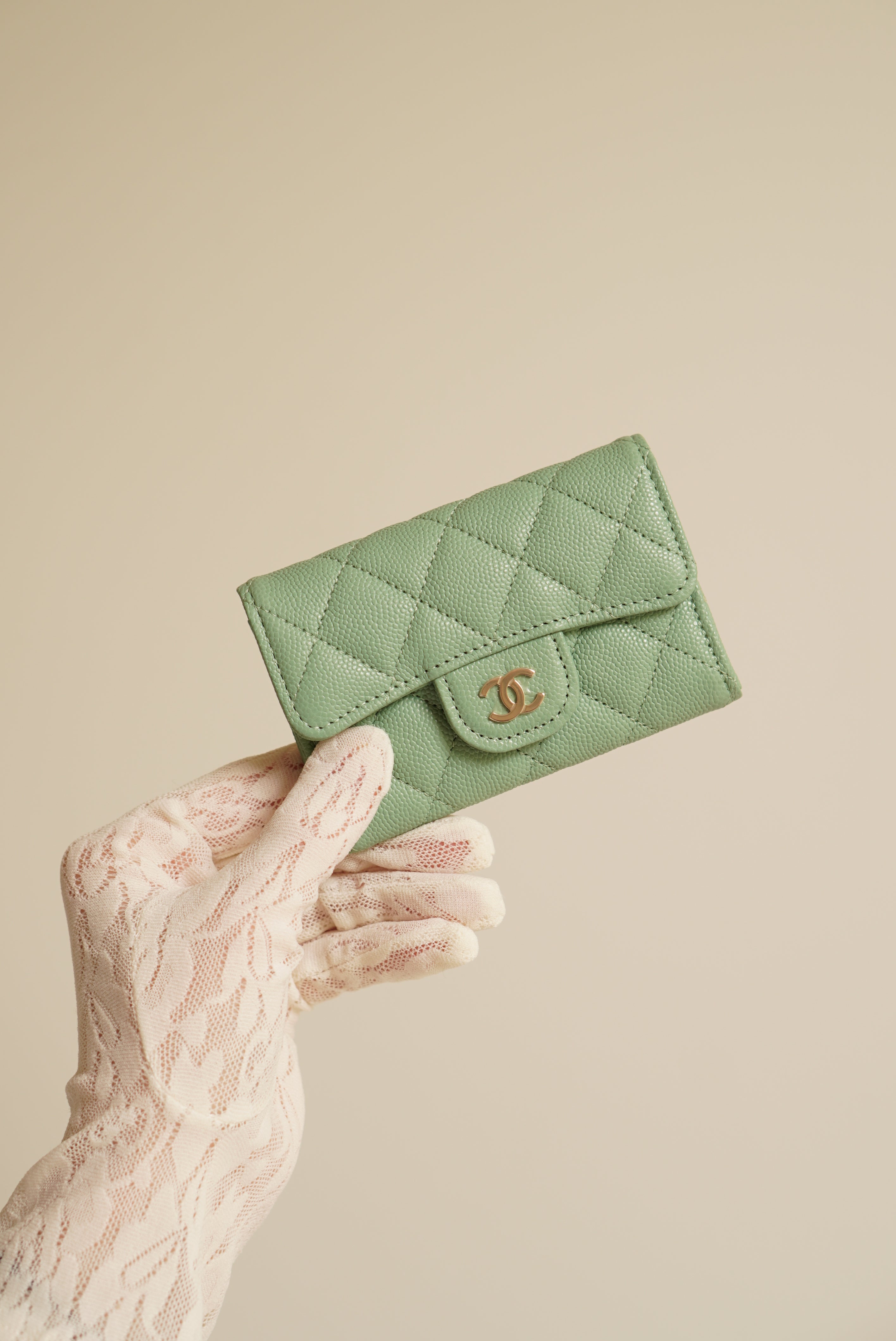 CHANEL FLAP CARD HOLDER | MINT GREEN