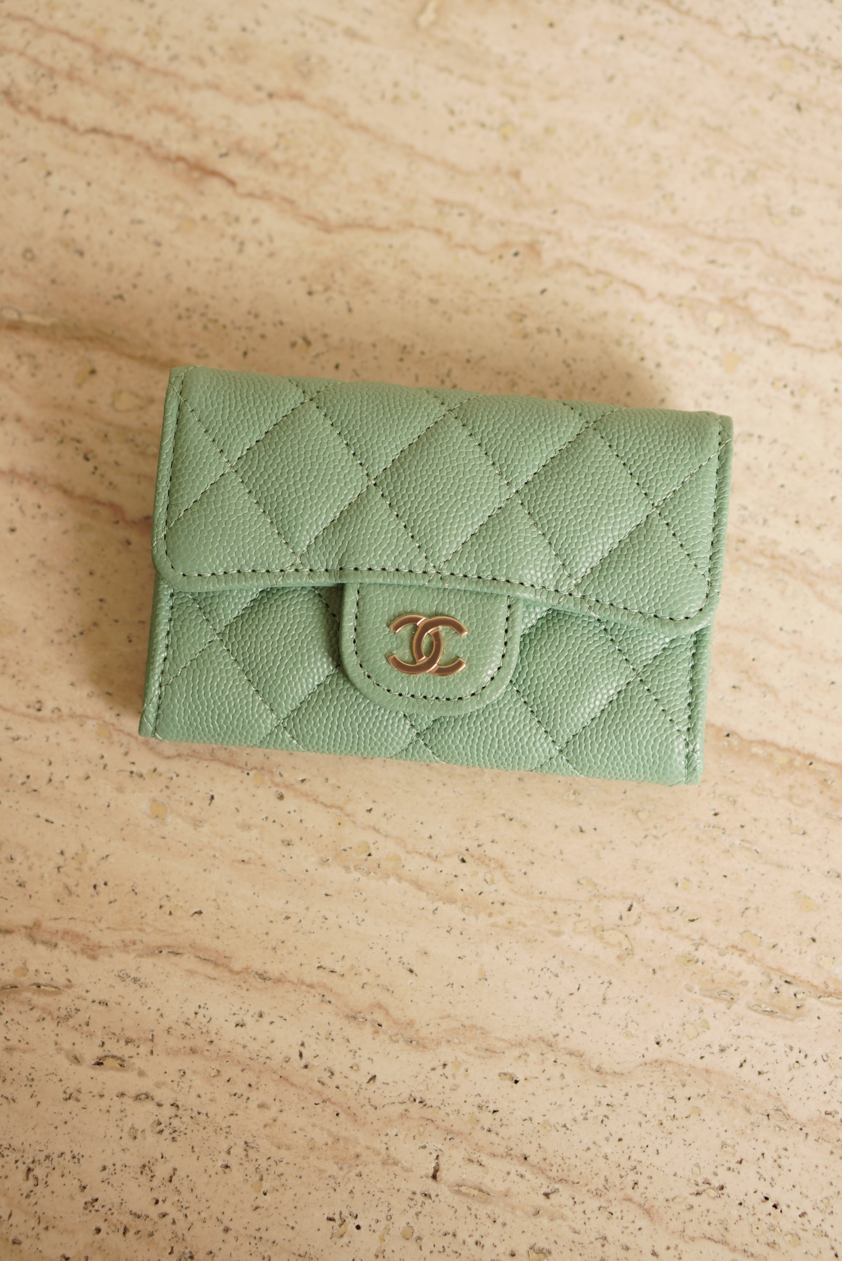 CHANEL FLAP CARD HOLDER | MINT GREEN