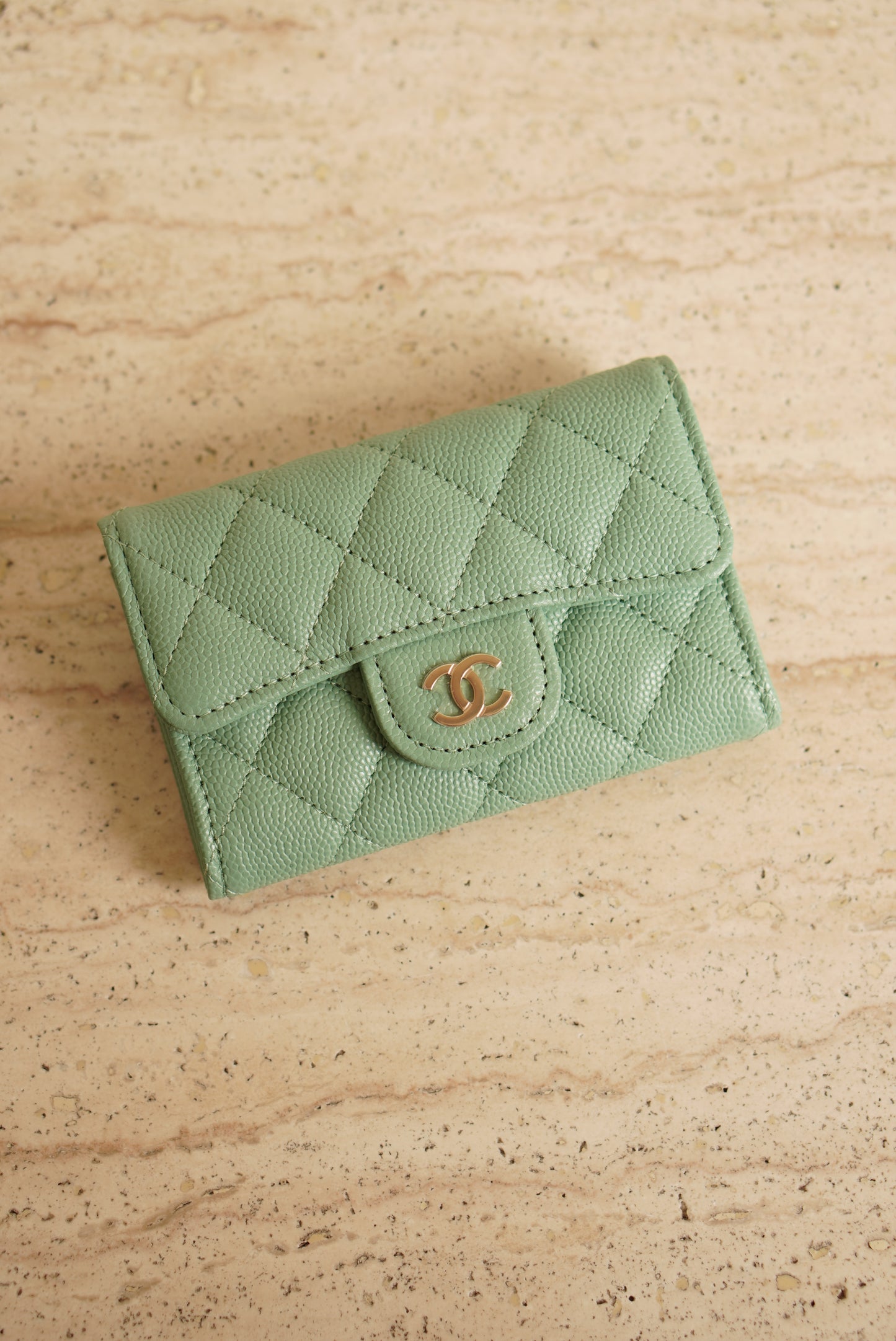 CHANEL FLAP CARD HOLDER | MINT GREEN