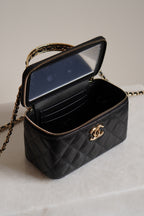CHANEL LONG VANITY WITH CHAIN TOP HANDLE | BLACK