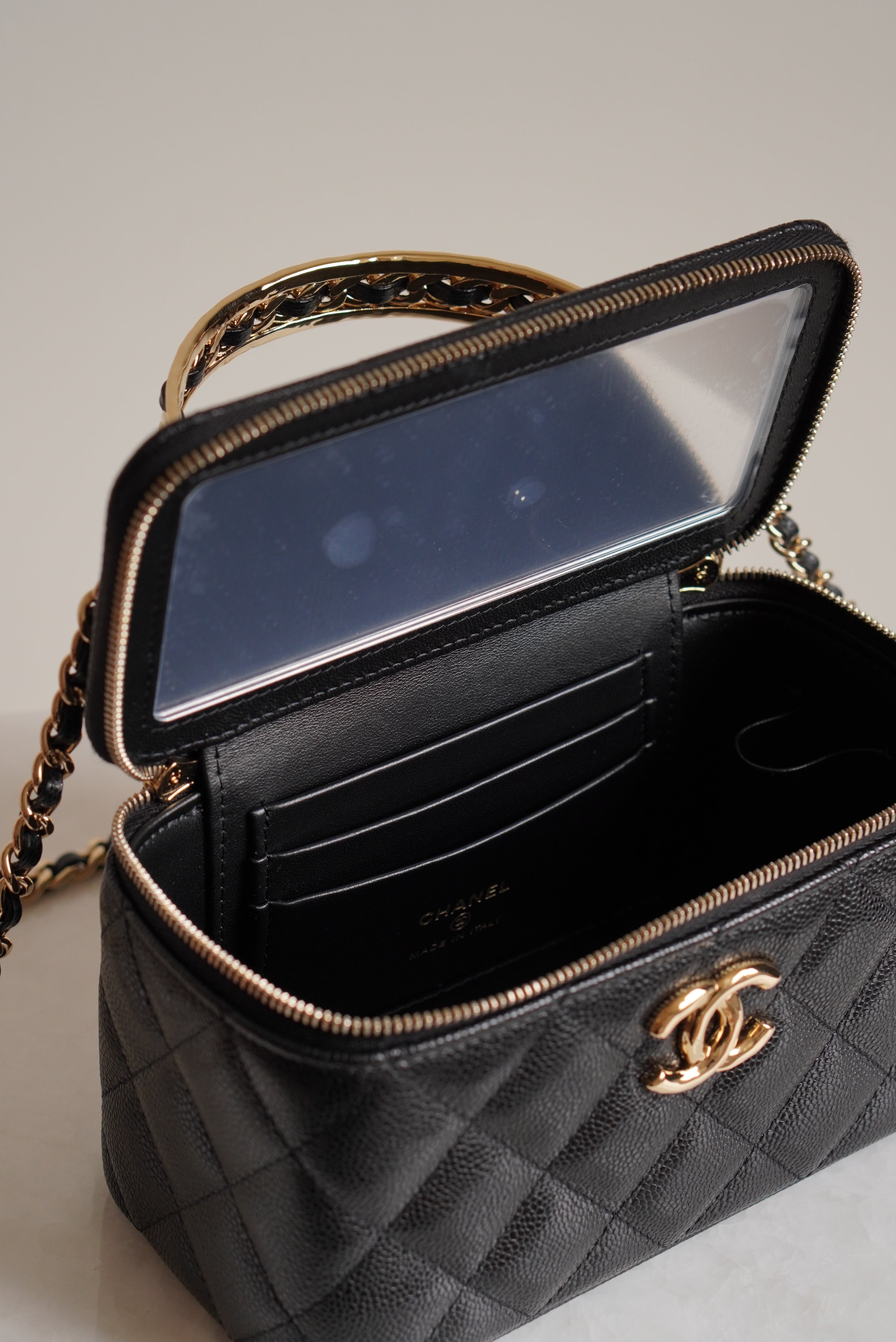 CHANEL LONG VANITY WITH CHAIN TOP HANDLE | BLACK