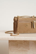 CHANEL CLASSIC 26A VANITY WITH CHAIN | BEIGE SUEDE