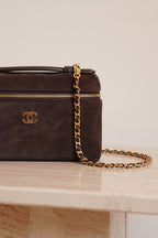 CHANEL CLASSIC 26A VANITY WITH CHAIN | BROWN SUEDE