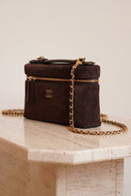 CHANEL CLASSIC 26A VANITY WITH CHAIN | BROWN SUEDE