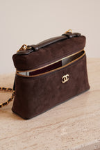 CHANEL CLASSIC 26A VANITY WITH CHAIN | BROWN SUEDE