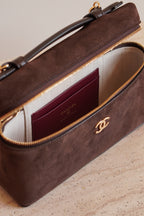 CHANEL CLASSIC 26A VANITY WITH CHAIN | BROWN SUEDE