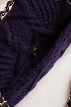 CHANEL 18A PARIS-HAMBURG CABLE KNIT SMALL SINGLE FLAP | NAVY