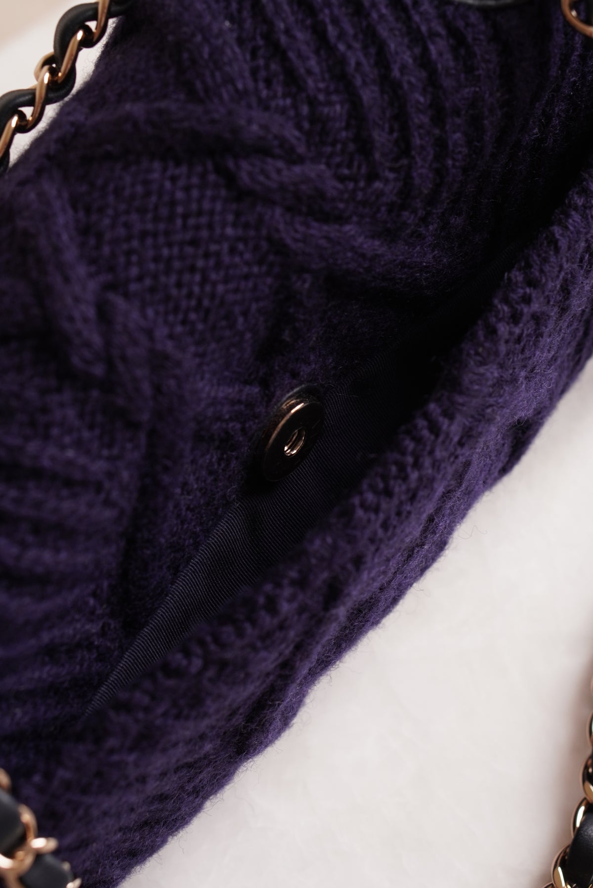 CHANEL 18A PARIS-HAMBURG CABLE KNIT SMALL SINGLE FLAP | NAVY