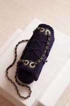 CHANEL 18A PARIS-HAMBURG CABLE KNIT SMALL SINGLE FLAP | NAVY