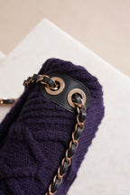 CHANEL 18A PARIS-HAMBURG CABLE KNIT SMALL SINGLE FLAP | NAVY