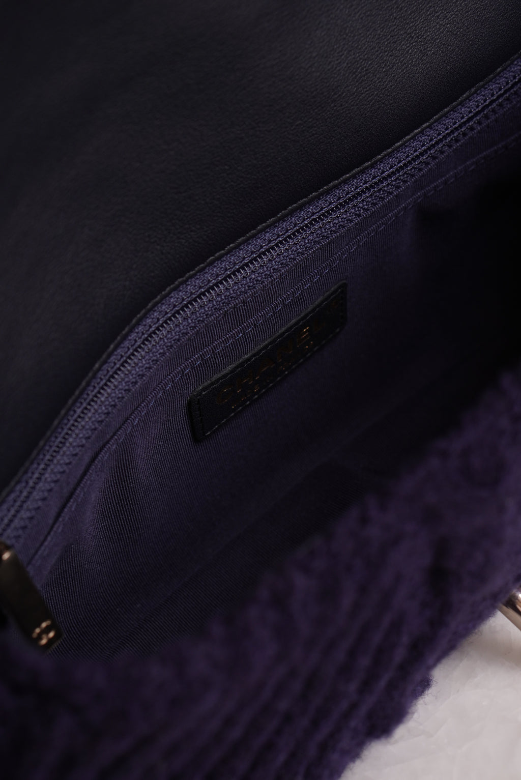 CHANEL 18A PARIS-HAMBURG CABLE KNIT SMALL SINGLE FLAP | NAVY