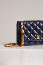 CHANEL PILLOW CRUSH WALLET ON CHAIN | DARK BLUE