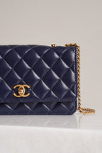 CHANEL PILLOW CRUSH WALLET ON CHAIN | DARK BLUE