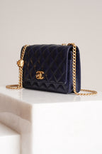 CHANEL PILLOW CRUSH WALLET ON CHAIN | DARK BLUE