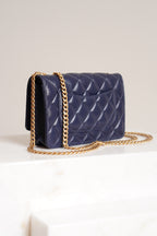 CHANEL PILLOW CRUSH WALLET ON CHAIN | DARK BLUE