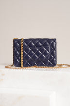 CHANEL PILLOW CRUSH WALLET ON CHAIN | DARK BLUE