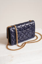 CHANEL PILLOW CRUSH WALLET ON CHAIN | DARK BLUE