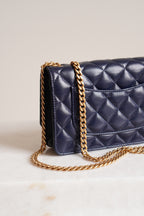 CHANEL PILLOW CRUSH WALLET ON CHAIN | DARK BLUE