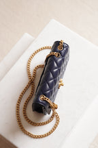 CHANEL PILLOW CRUSH WALLET ON CHAIN | DARK BLUE