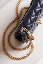 CHANEL PILLOW CRUSH WALLET ON CHAIN | DARK BLUE