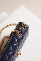 CHANEL PILLOW CRUSH WALLET ON CHAIN | DARK BLUE