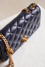CHANEL PILLOW CRUSH WALLET ON CHAIN | DARK BLUE