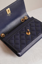 CHANEL PILLOW CRUSH WALLET ON CHAIN | DARK BLUE