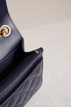 CHANEL PILLOW CRUSH WALLET ON CHAIN | DARK BLUE