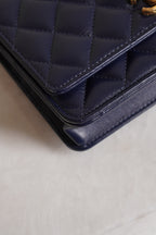 CHANEL PILLOW CRUSH WALLET ON CHAIN | DARK BLUE