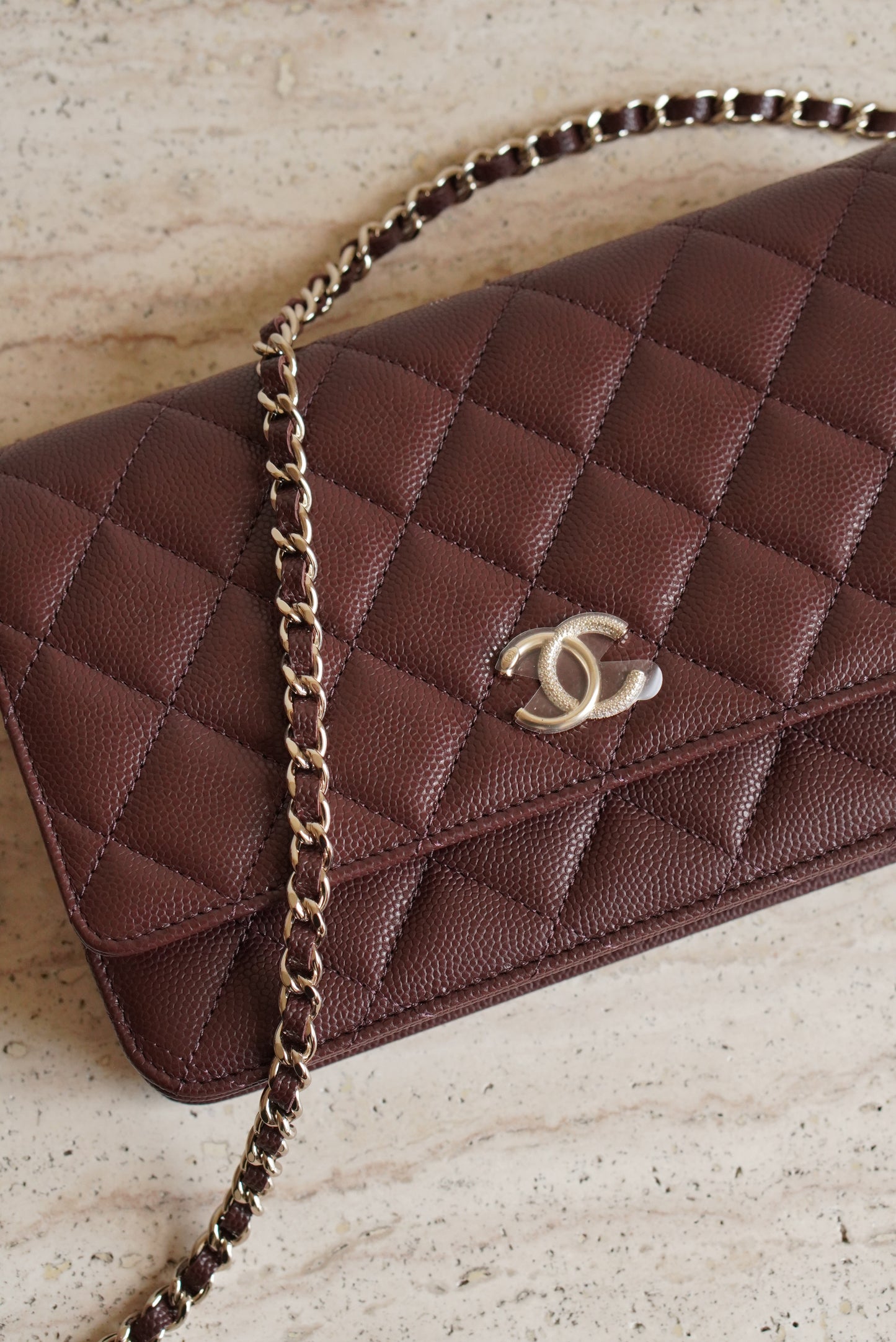 CHANEL 25K WALLET ON CHAIN | BROWN
